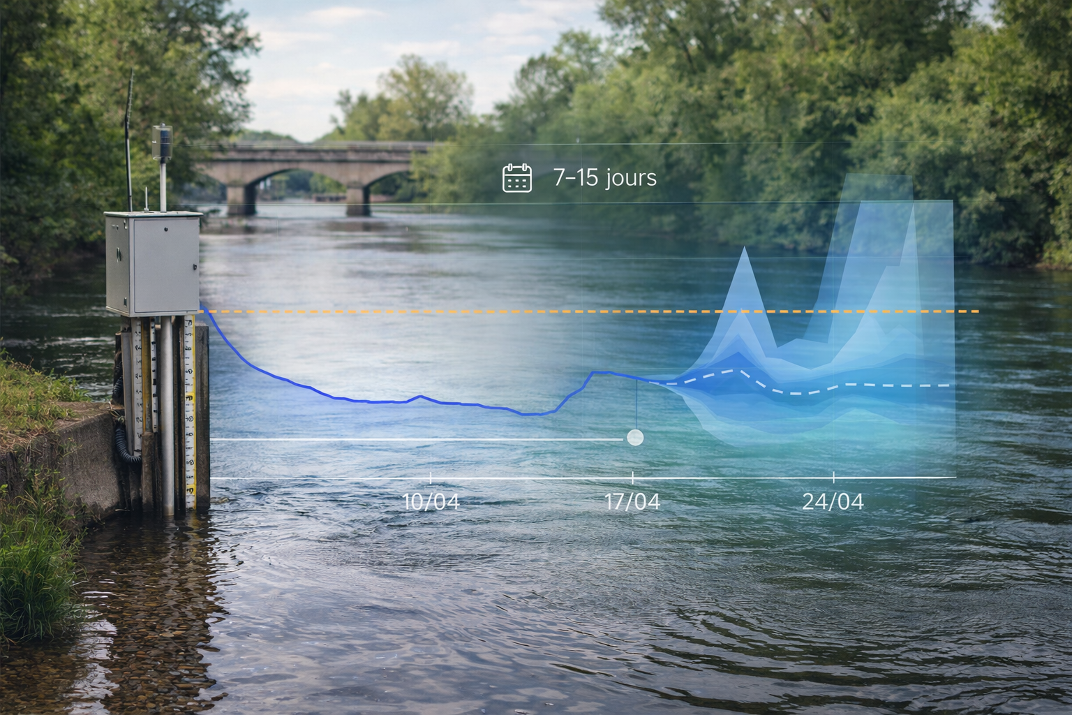 IA en hydrologie : station de mesure du débit sur une rivière avec analyse prédictive des débits d’eau