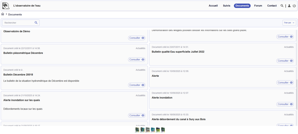 Accès aux documents et ressources partagées dans l’observatoire de l’eau Aquasys
